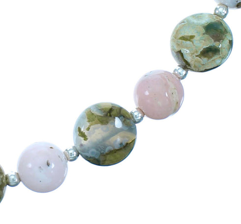 Genuine Sterling Silver Multicolor Choker Bead Necklace RX114630